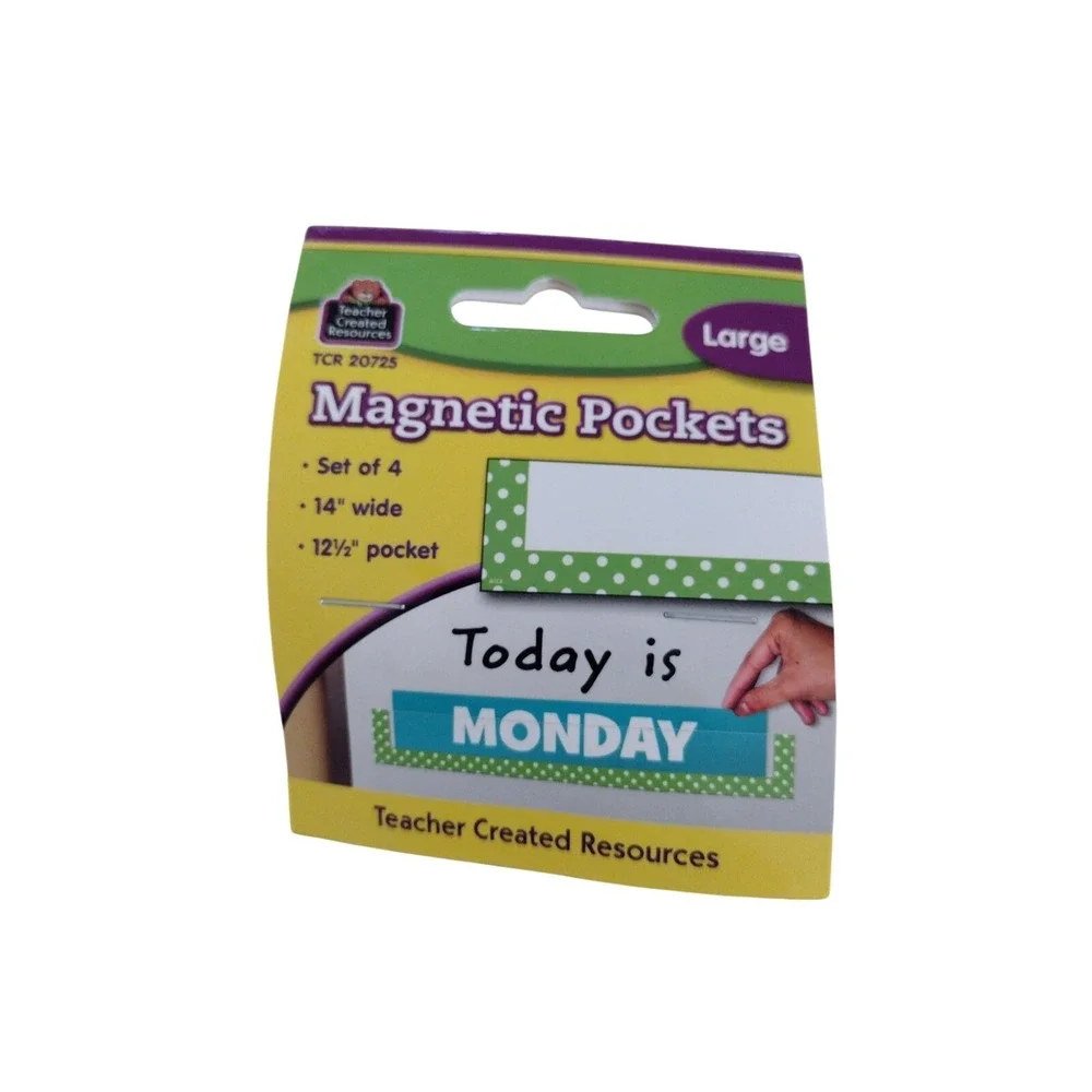 Teacher Created Resources Magnetic Pockets Large‎ Set Of 4 Green White TCR 20725